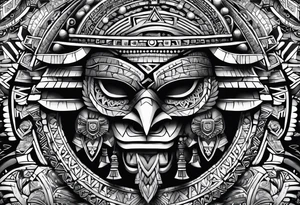 toroids, pyramids, Aztec teaky mask, native, full mask, owl tattoo idea