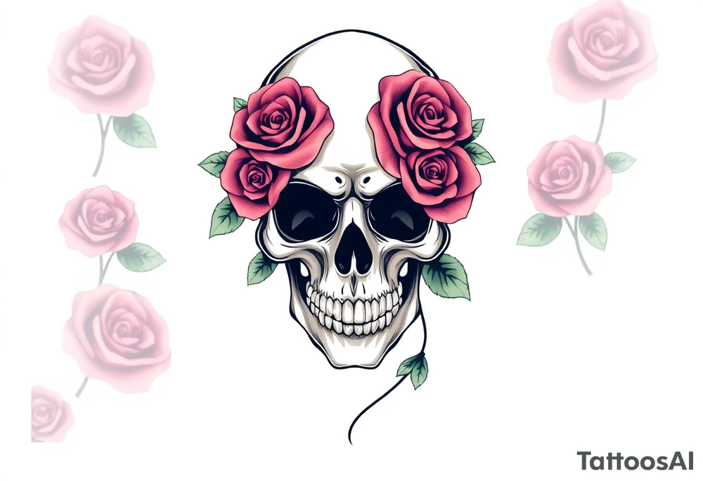 Skull with roses tattoo idea