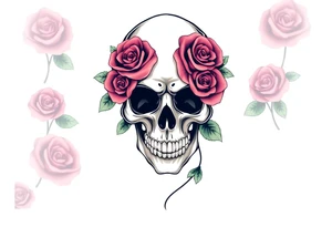 Skull with roses tattoo idea