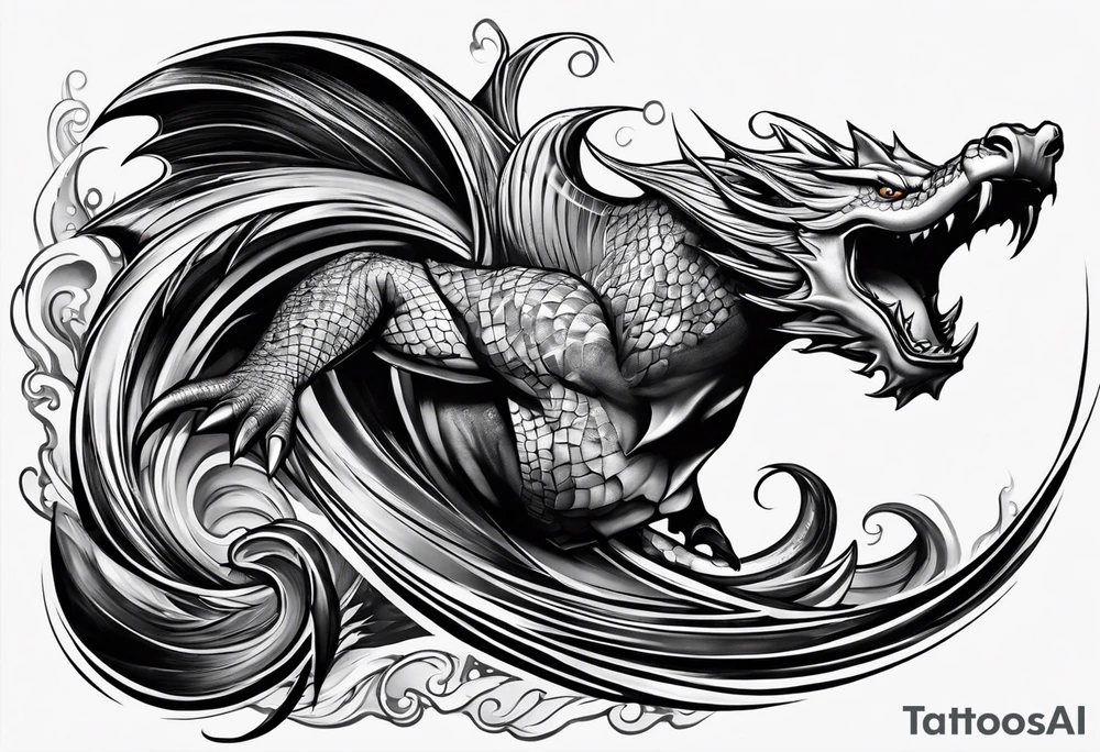 A triton wrapped in powerful lighting tattoo idea
