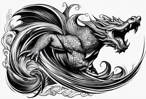 A triton wrapped in powerful lighting tattoo idea