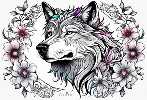 Wolf céleste, flower tattoo idea