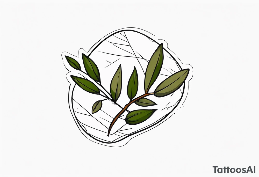 rock tattoo with olive leaves around it tattoo idea