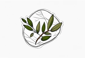 rock tattoo with olive leaves around it tattoo idea