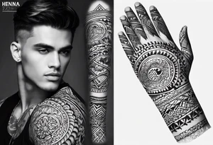 men's henna sleeve tattoo idea