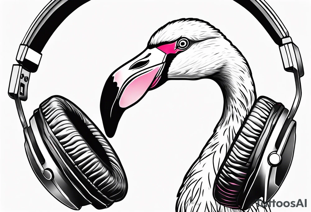 flamingo with a headphone tattoo idea