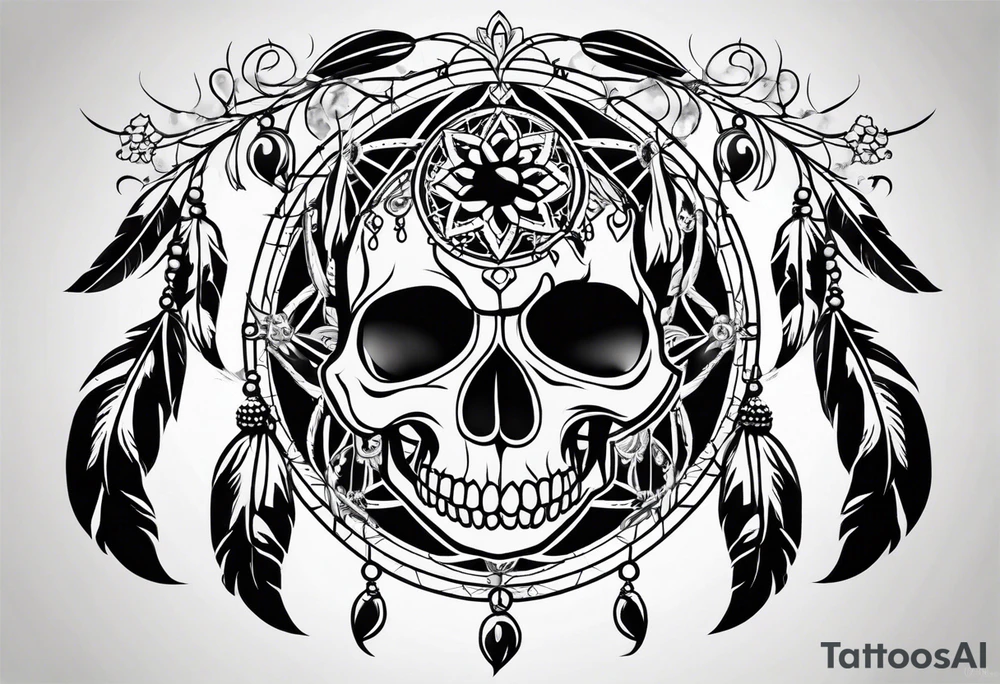 Dream catcher with skulls tattoo idea