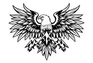 majestic eagle spreading wings against mountain peaks tattoo idea