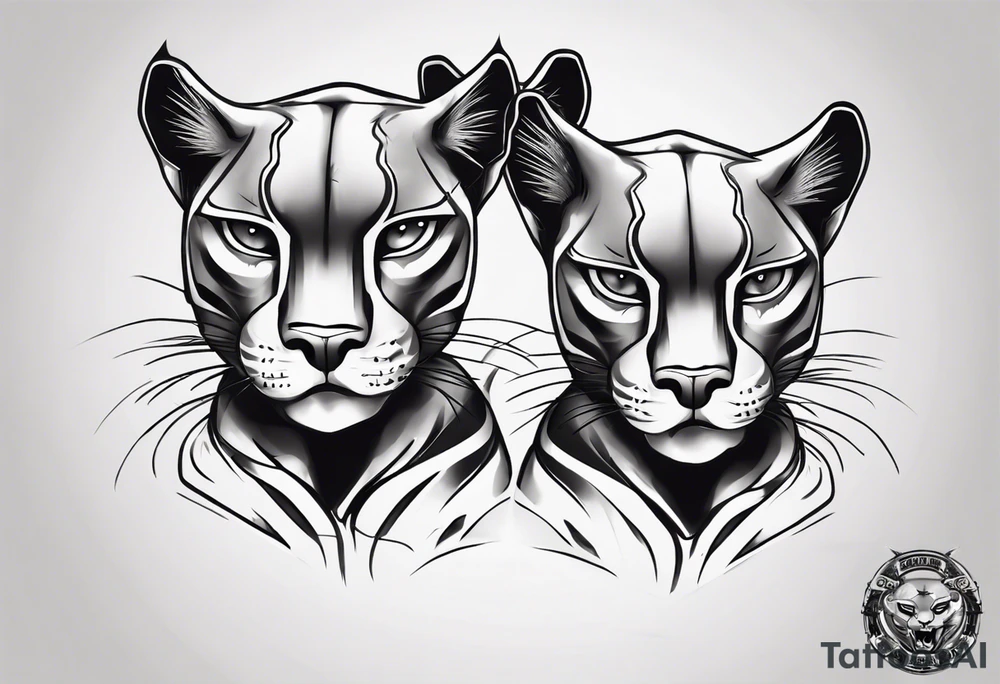 Two black pumas like in the album cover of Black Pumas (2019) tattoo idea