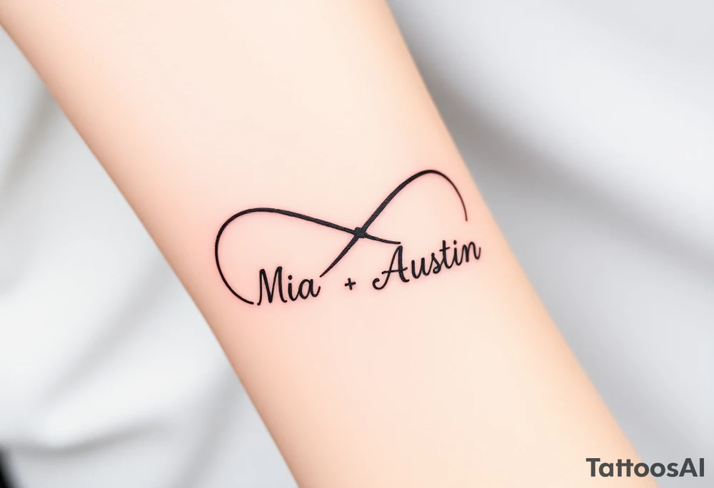 Infinity symbol with the name's Mia and Austin tattoo idea
