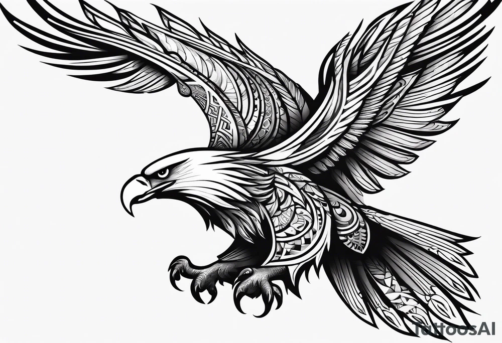 tribal eagle morphed with phoenix and human figure. forearm tattoo idea