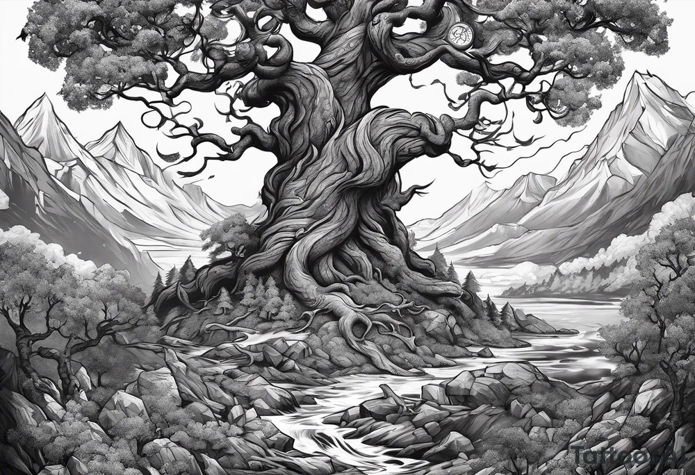 yggdrasil Viking battle scene to go on a back tattoo idea yggdrasil Viking battle scene to go on a back tattoo idea