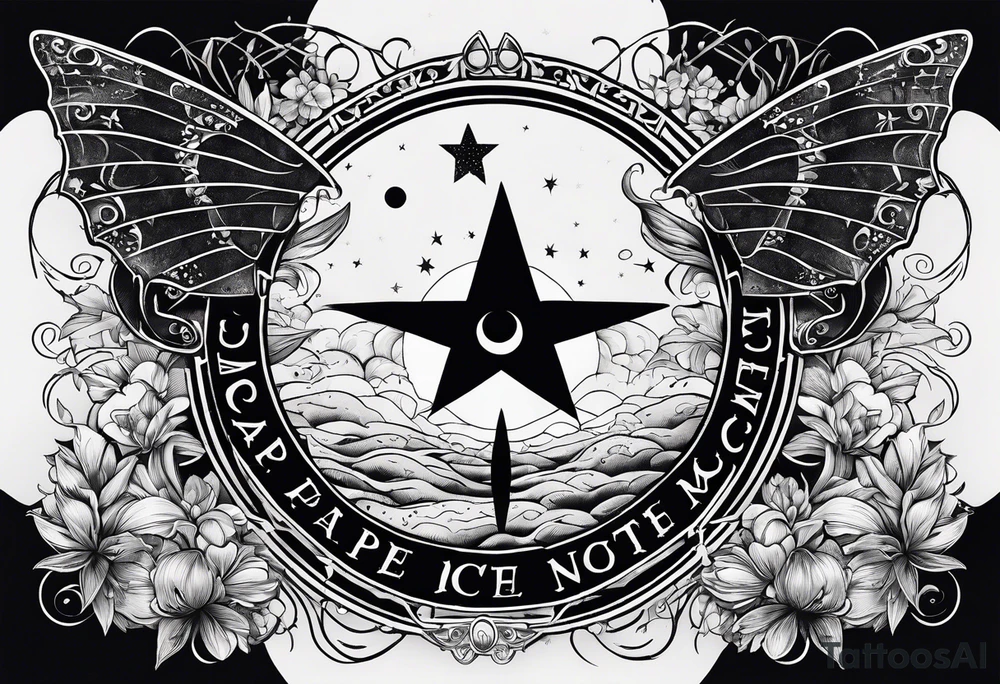 each phase of the moon in order under the moth, and the words "carpe noctem" above it in sans serif font tattoo idea