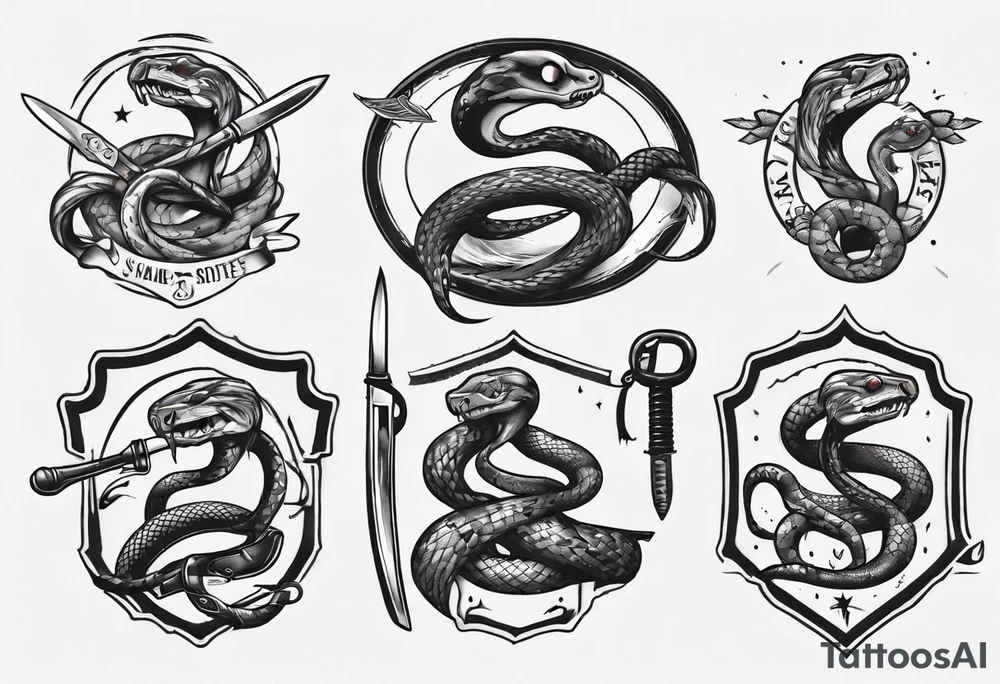 A snake wrapping a knife tattoo idea