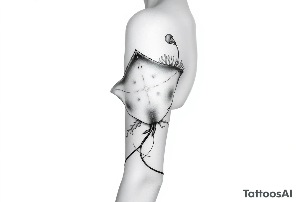 stingray, coral, jellyfish tattoo idea
