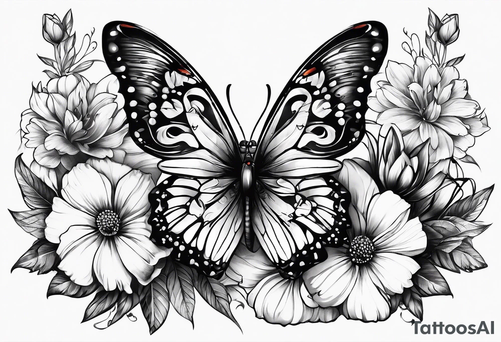 Butterflies and flowers tattoo idea