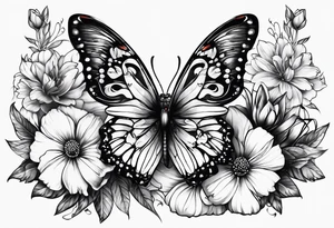 Butterflies and flowers tattoo idea