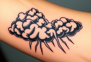 Black dark storm clouds with lightning bolts tattoo idea