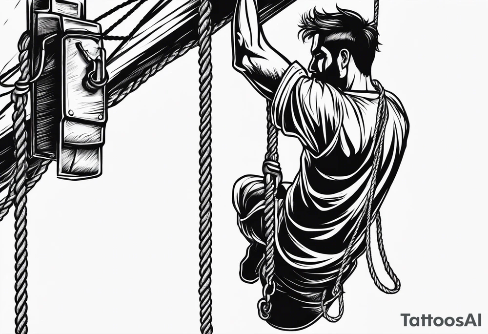 a person hanging from a noose tattoo idea