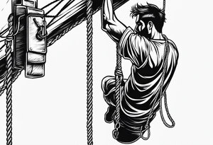 a person hanging from a noose tattoo idea