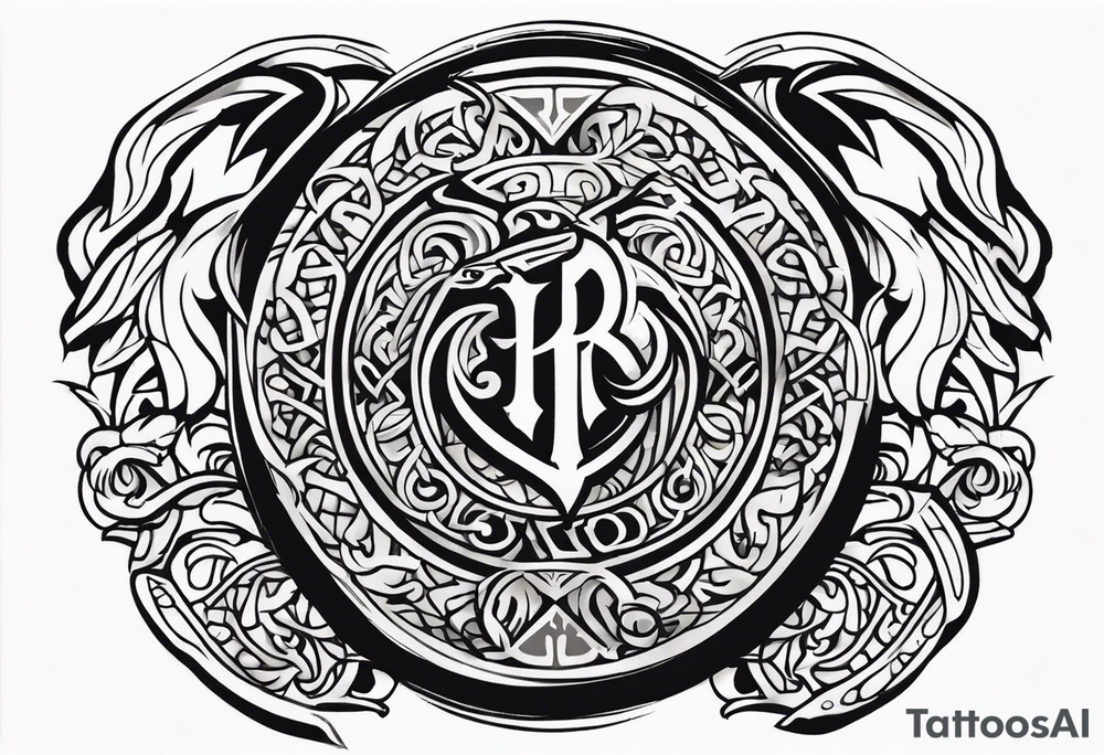 Viking sword Valhalla dragon shield tattoo idea