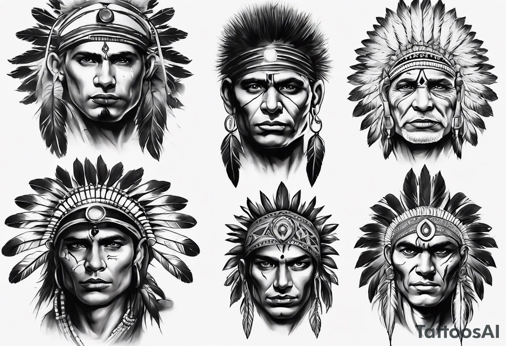 indian theme man face realistic tattoo idea