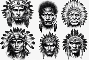 indian theme man face realistic tattoo idea