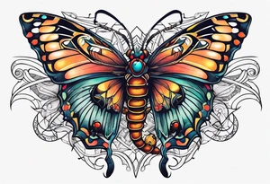 Large scorpions and butterflies tattoo idea