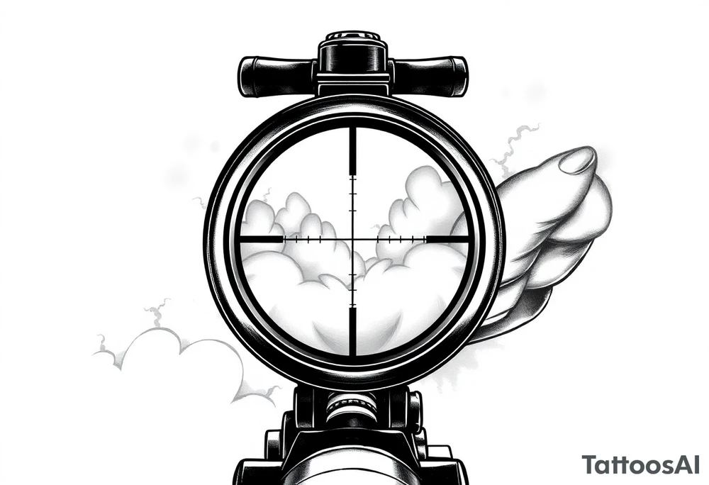 2d scope crosshairs with eerie fog in background tattoo idea