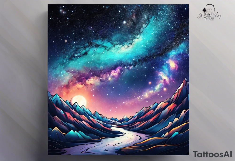 milky way galaxy with a cloudy pattern tattoo idea