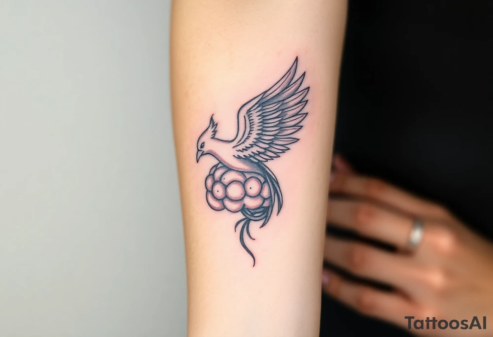 A phoenix flying out of a brain looking powerful tattoo idea