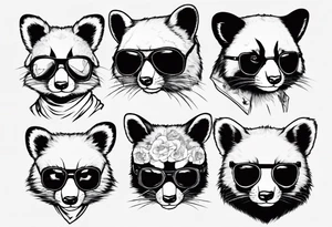 Rebel red pandas wearing aviator sunglasses tattoo idea