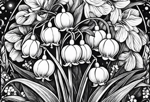 Lilly of the valley with Saturn tattoo idea