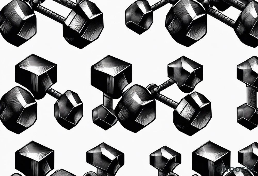 hexagonal dumbbell tattoo idea