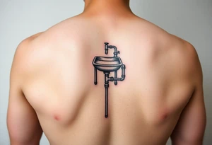 tatto with horizontal system of piping coming from a sink down a forearm tattoo idea