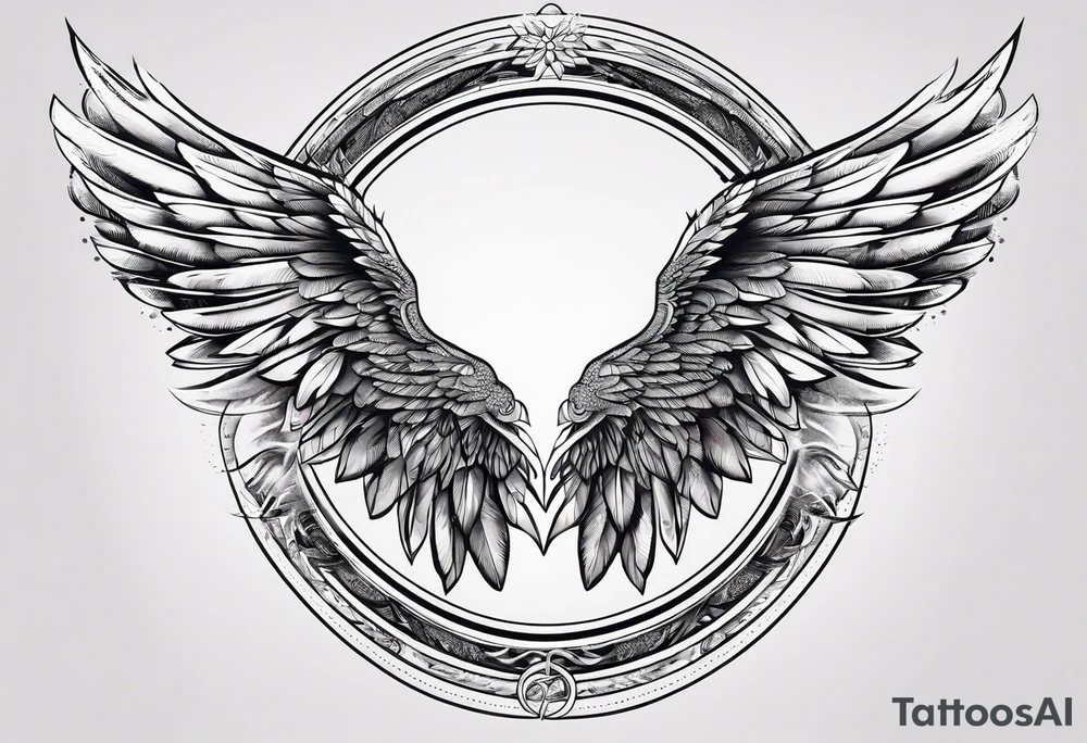 a pair of wings with a halo over them tattoo idea