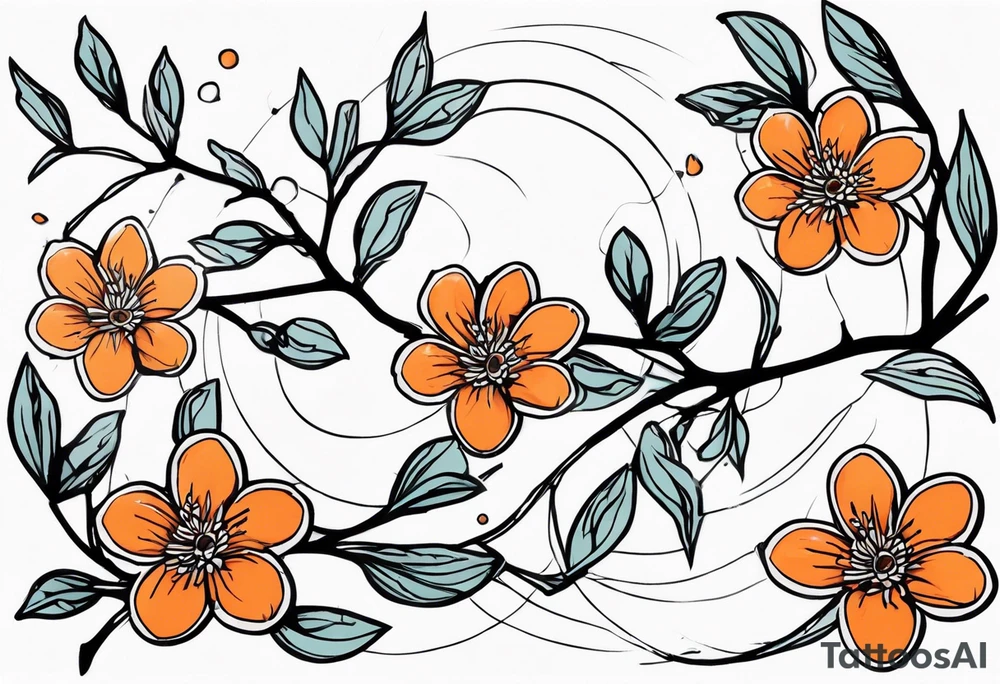orang blossom branches tattoo idea