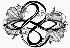 Infinity sign with feather and fish in it tattoo idea