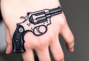 Revolver .45 caliber elegant but simple art work on gun. tattoo idea