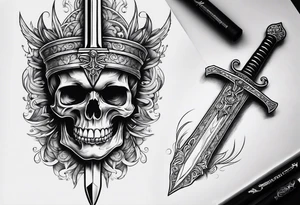 Sword with skull through the head tattoo idea