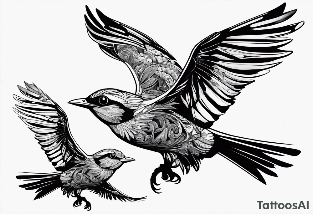 Two birds flying tattoo idea