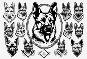 German Shepherd with frame tattoo idea
