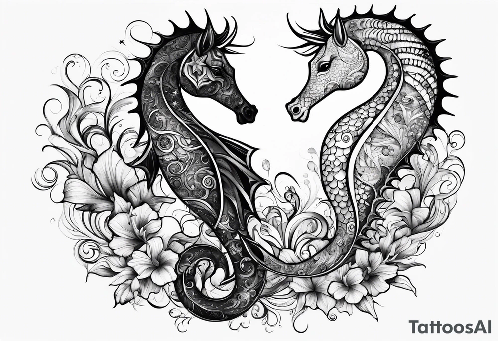 Star fish and sea horse tattoo idea