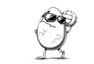 walking egg with broken sheel in sunglasses,
, holding a volleyball tattoo idea