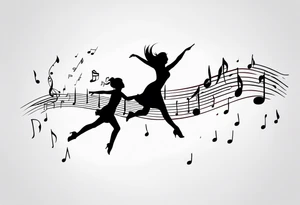 Music notes connecting daughters dancing tattoo idea