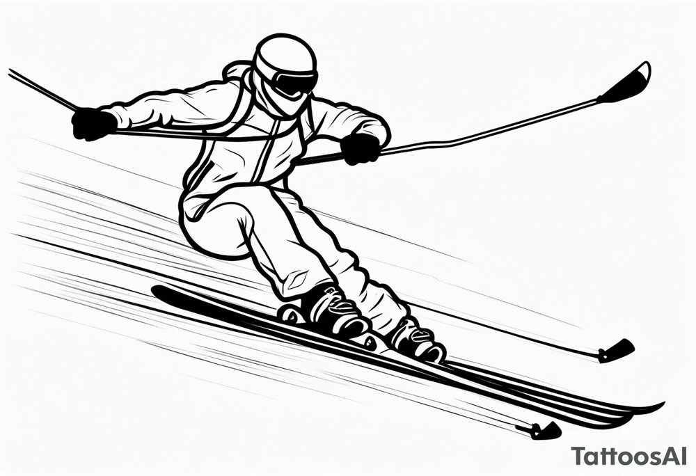 Skier in motion, single line tattoo idea
