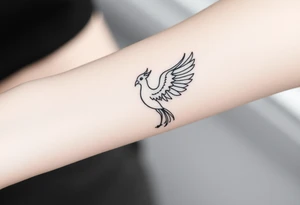 Fine line Phoenix bird tattoo idea