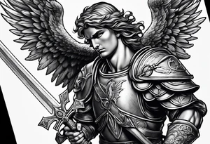 saint michael holding a sword tattoo idea