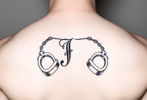 J initial made from handcuffs tattoo idea