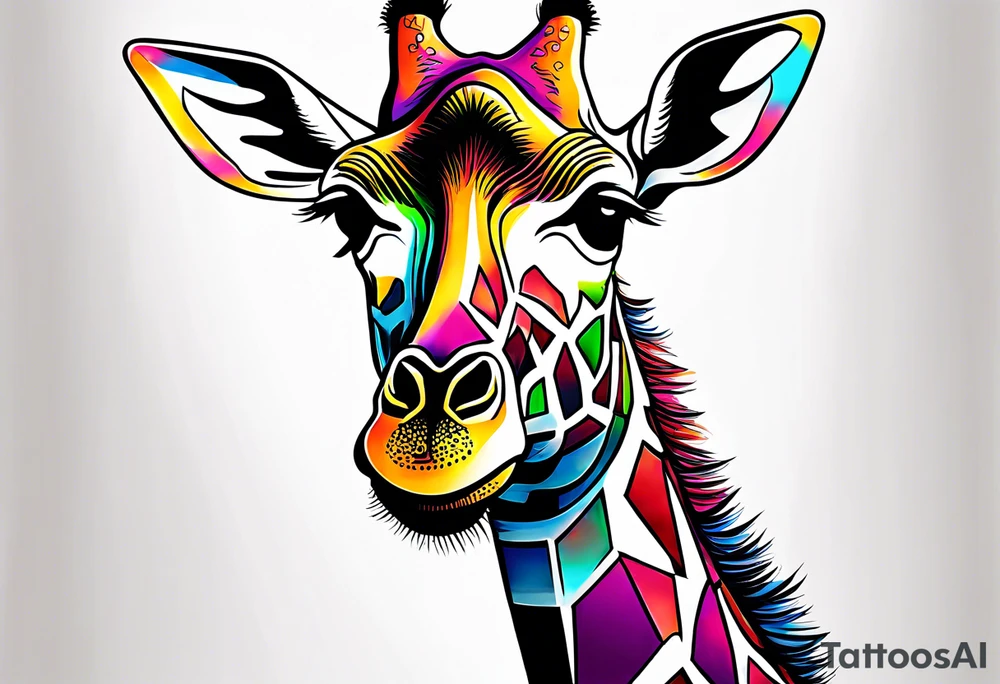 a psychedelic giraffe tattoo idea